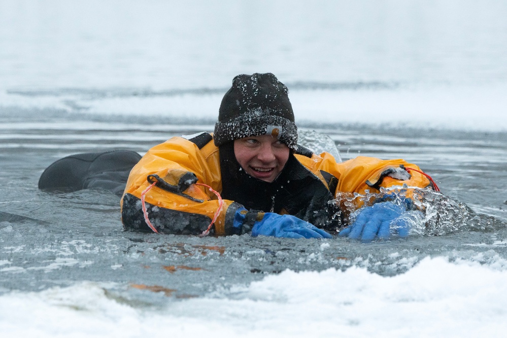 JBER firefighters conduct ice rescue training