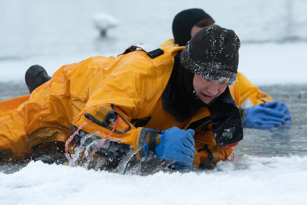 JBER firefighters conduct ice rescue training