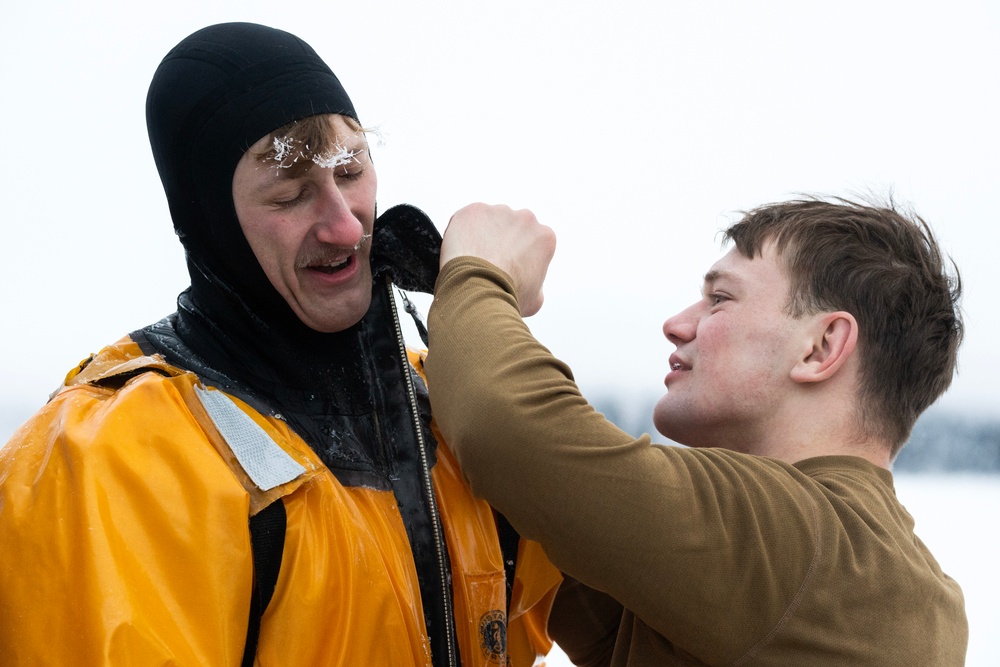 JBER firefighters conduct ice rescue training