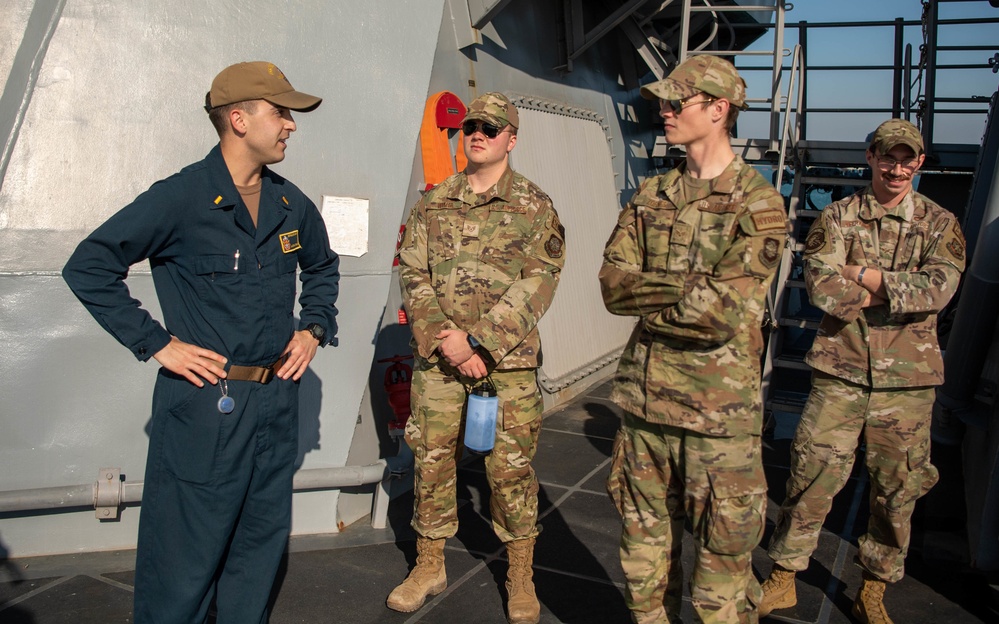 Airmen Tour Navy Ship