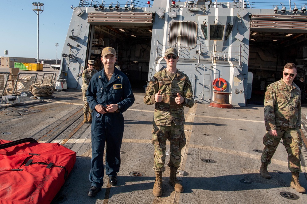 Airmen Tour Navy Ship