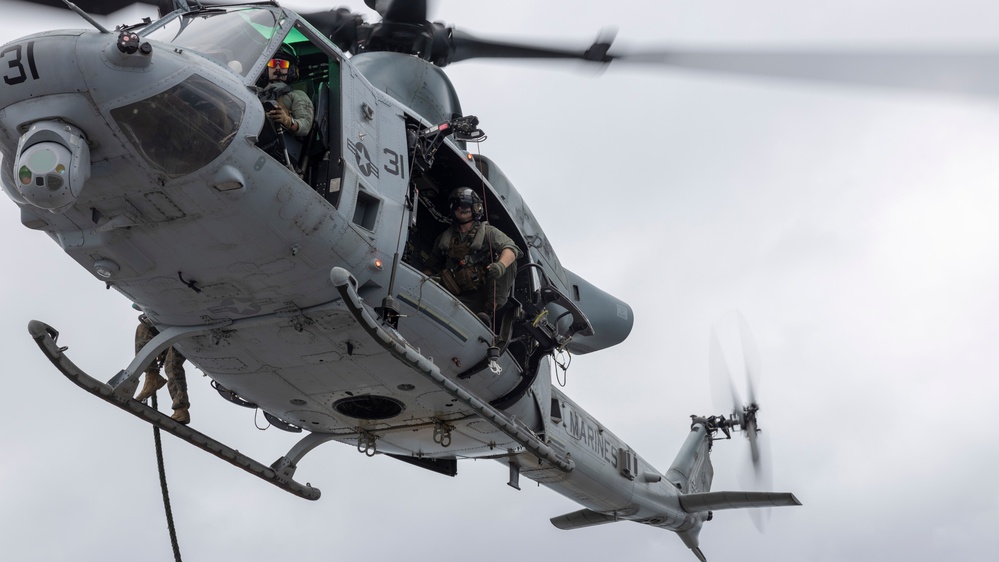 13th MEU Fast Rope Drills aboard USS Anchorage