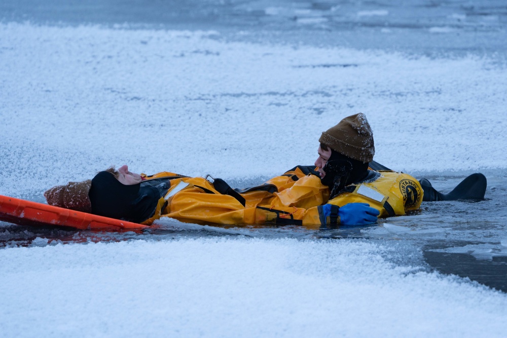 JBER Firefighters conduct Ice Water Rescue Training