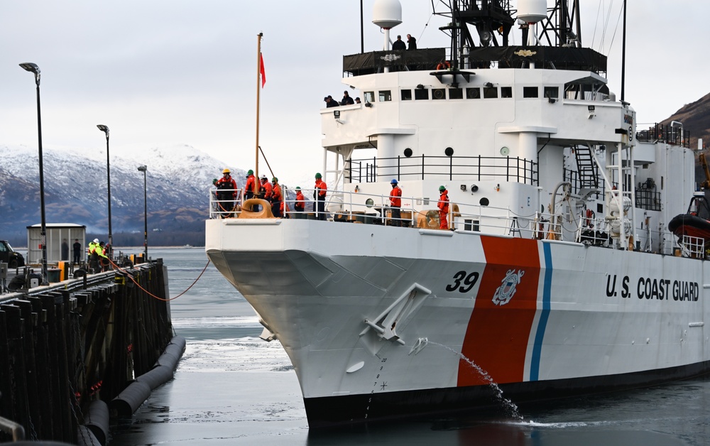 Coast Guard Cutter Alex Haley crew returns to Kodiak, Alaska, following a 7-month-long maintenance period