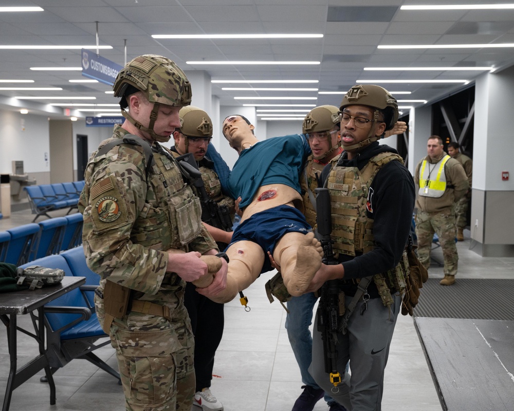 374th Security Forces Squadron train in active shooter exercise