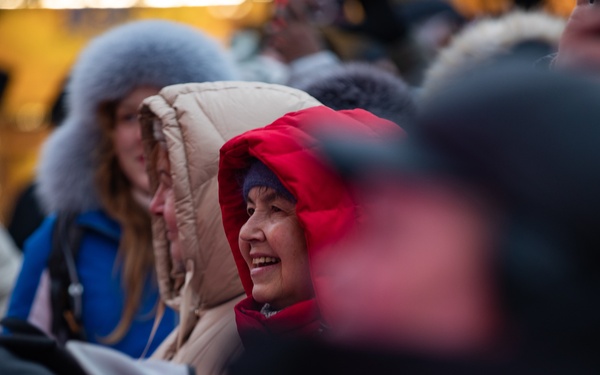 Big Red One Band Plays at Christmas Market in Tallinn, Estonia