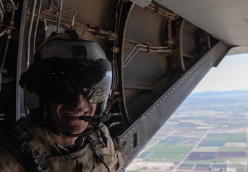 U.S. Marines conduct reduced-visibility landing training in desert