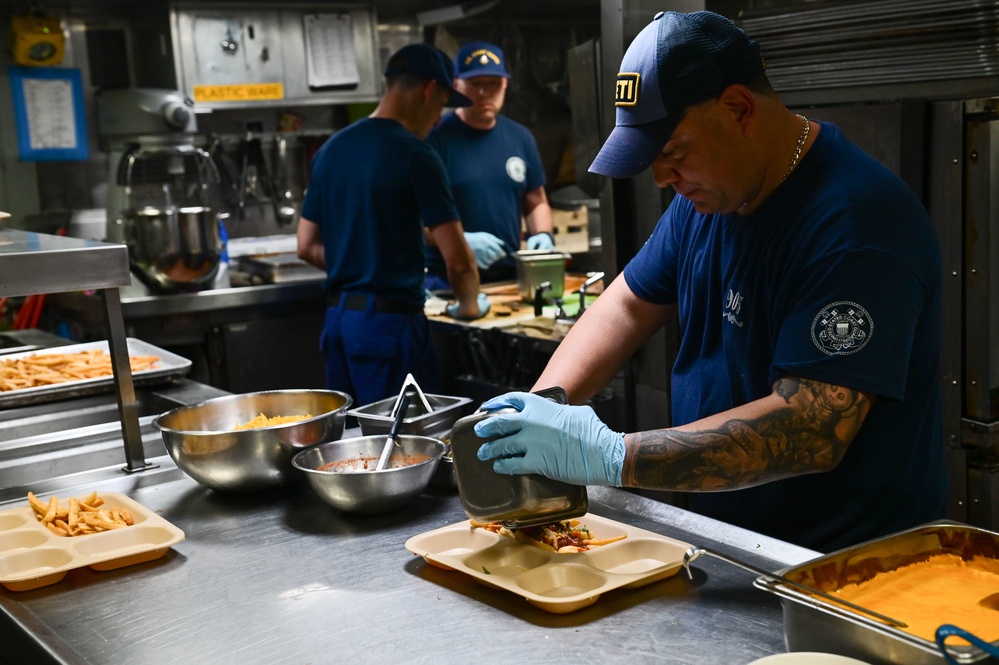USCGC Spencer’s (WMEC 905) crew makes a morale meal