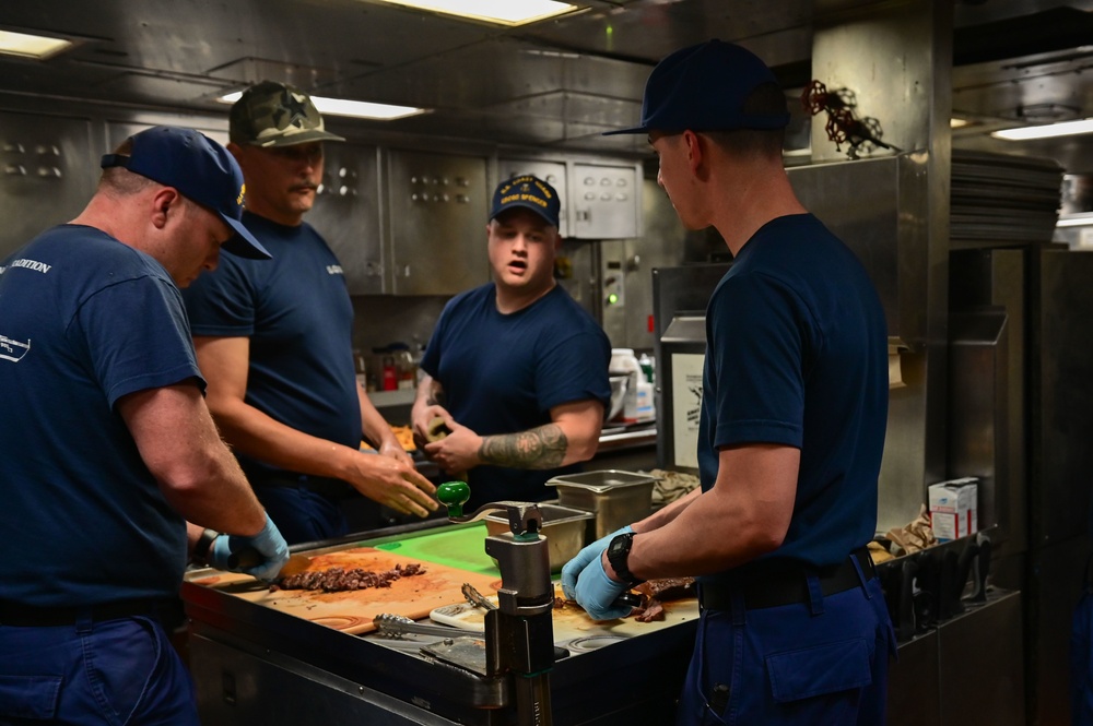 USCGC Spencer’s (WMEC 905) crew makes a morale meal