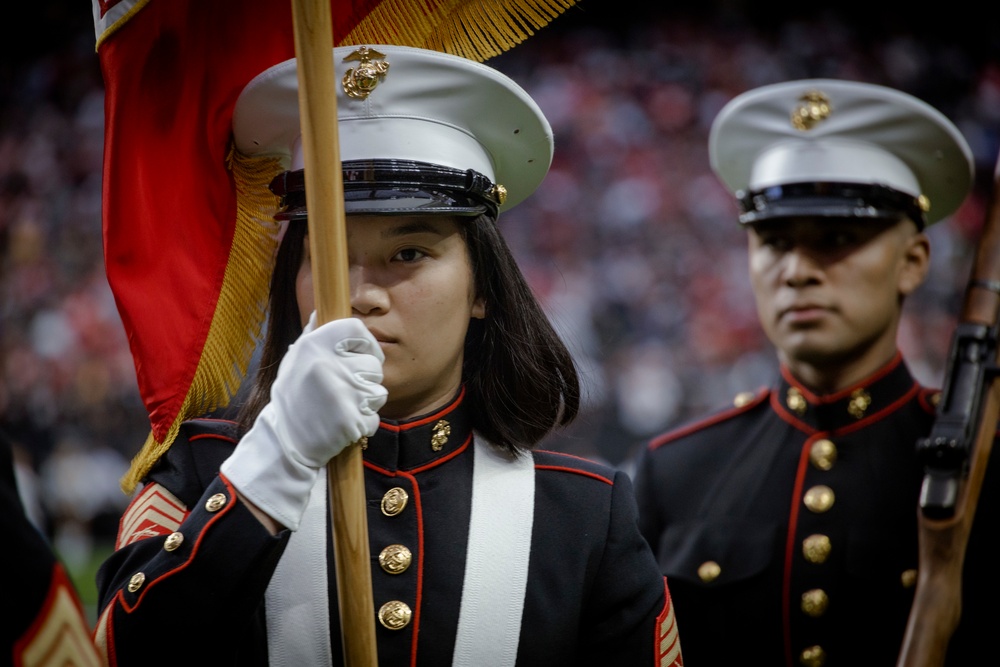 RS Salt Lake City Marines present colors at Raiders v Chiefs NFL game