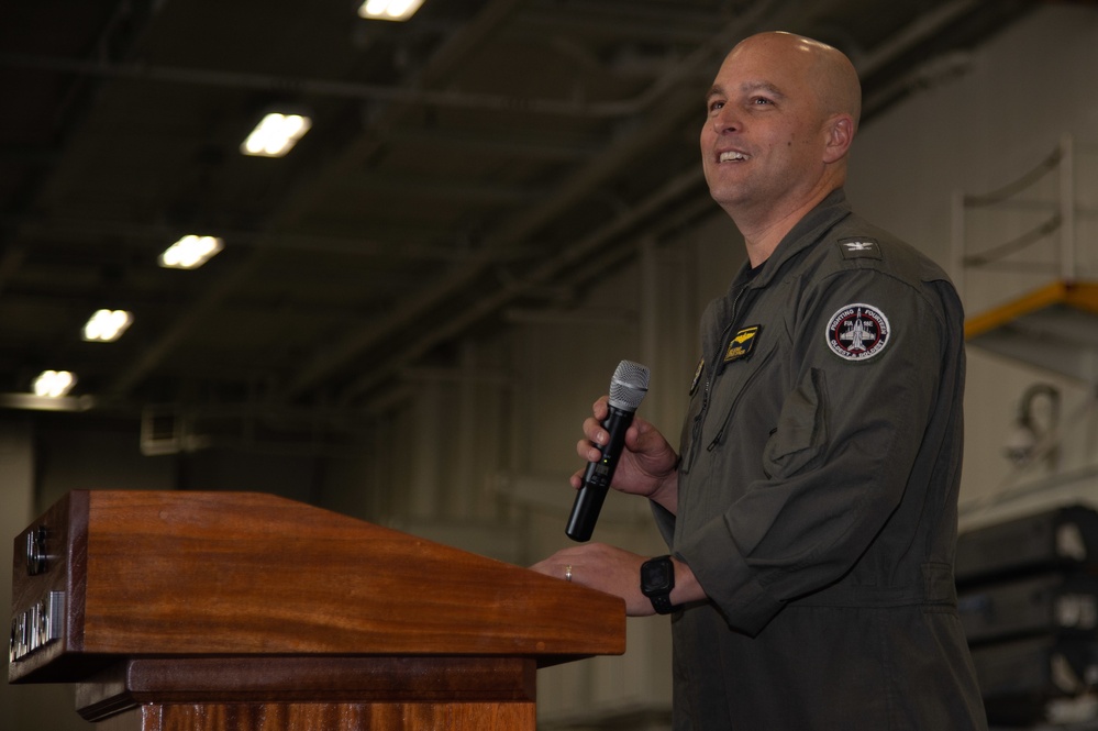 USS Carl Vinson (CVN 70) Conducts an All Hands Call