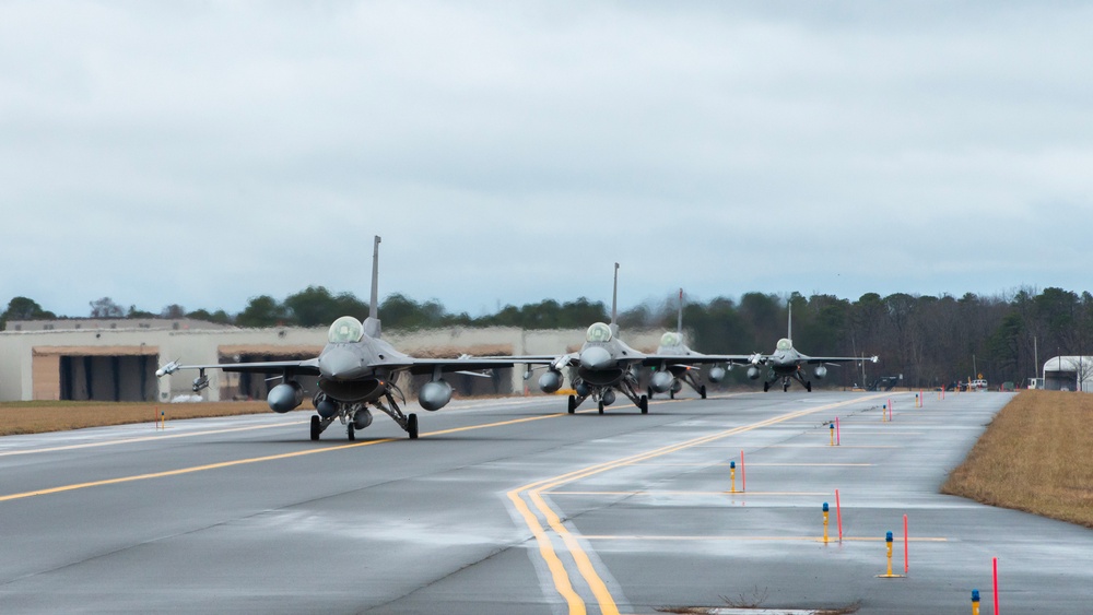 177th Fighter Wing F-16 Fighting Falcons Depart For Tyndall Air Force Base