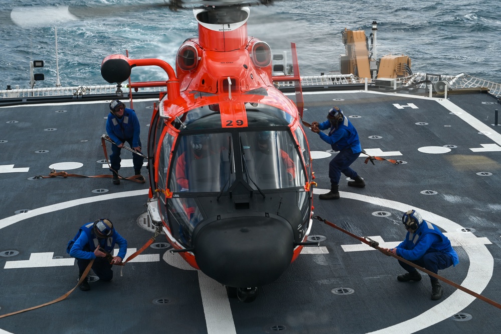 USCGC Stone’s crew conducts helicopter training underway