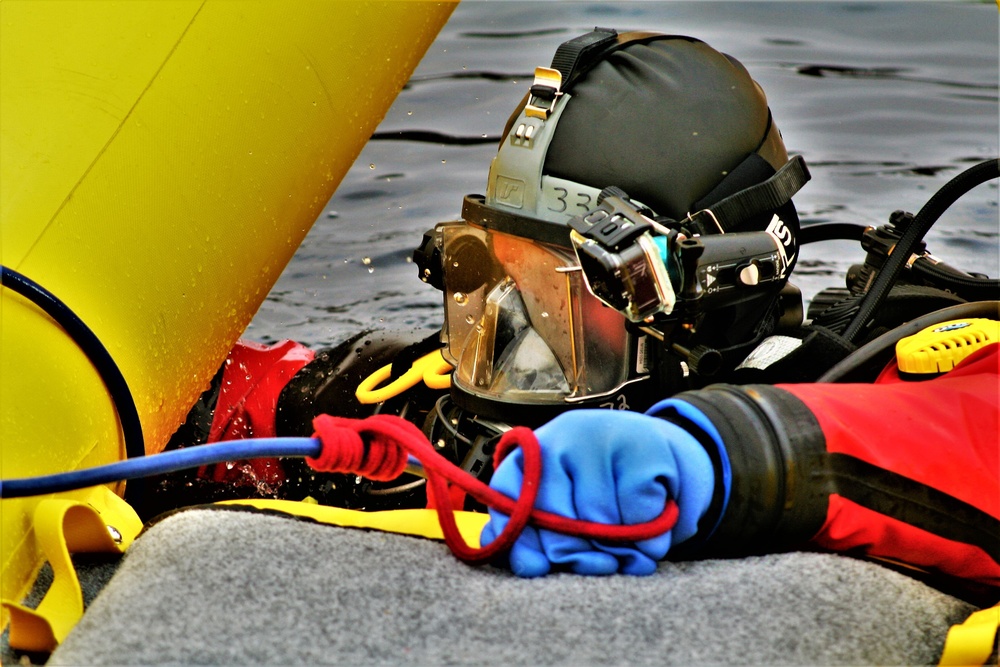 Fort McCoy Fire Department dive team conducts ice rescue training at frozen lake at Fort McCoy