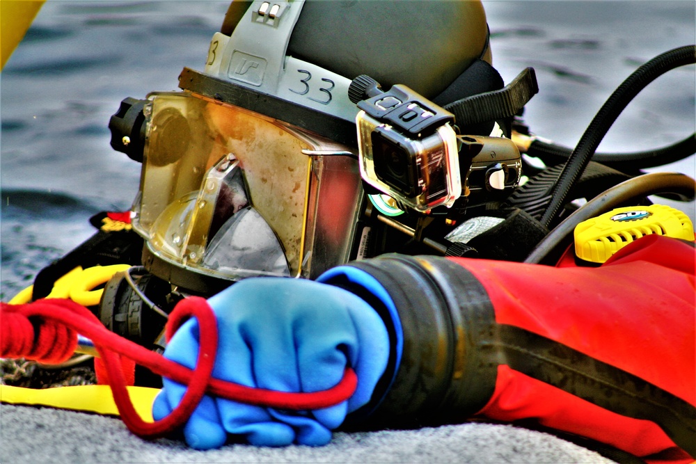 Fort McCoy Fire Department dive team conducts ice rescue training at frozen lake at Fort McCoy