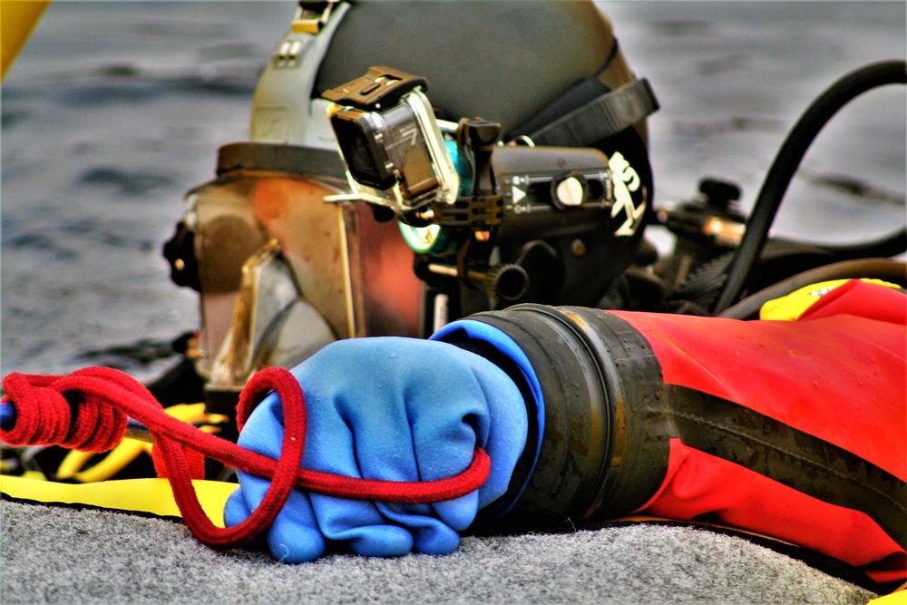 Fort McCoy Fire Department dive team conducts ice rescue training at frozen lake at Fort McCoy