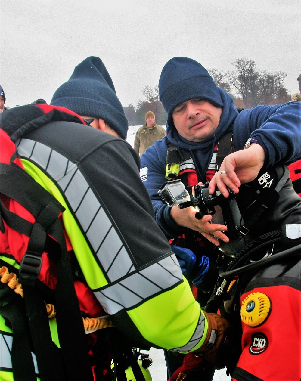 Fort McCoy Fire Department dive team conducts ice rescue training at frozen lake at Fort McCoy