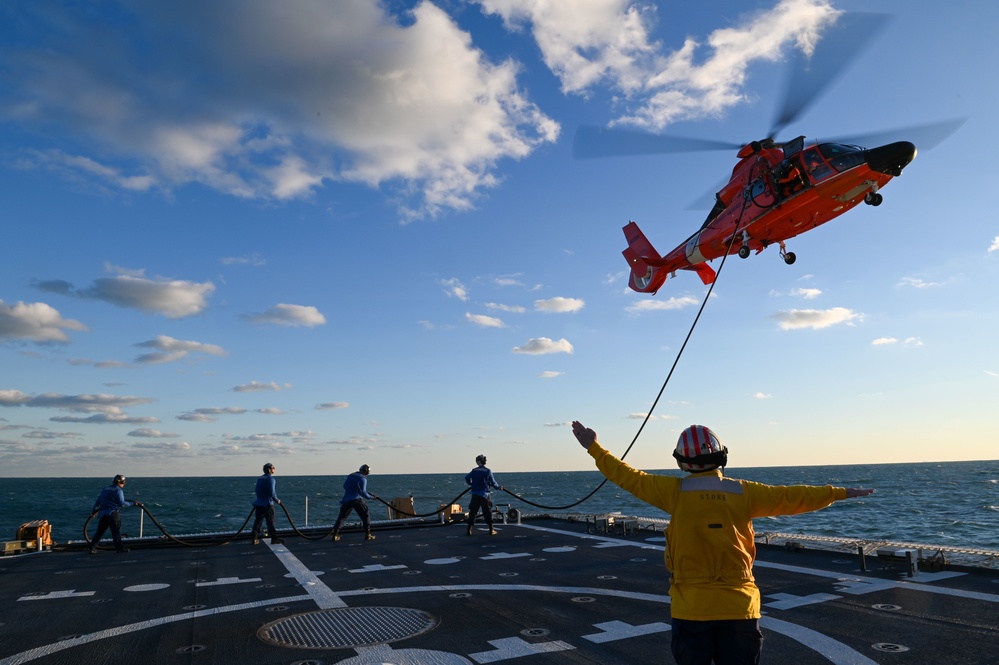 USCGC Stone’s crew conducts helicopter training underway