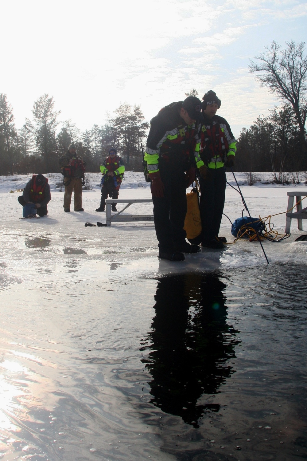 Fort McCoy Fire Department dive team conducts ice rescue training at frozen lake at Fort McCoy