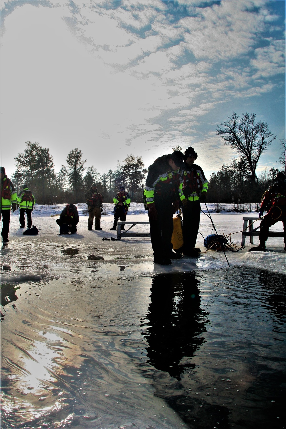 Fort McCoy Fire Department dive team conducts ice rescue training at frozen lake at Fort McCoy