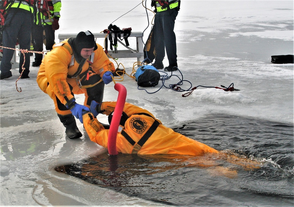 Fort McCoy firefighters train to save people clinging to ice with surface ice rescue training