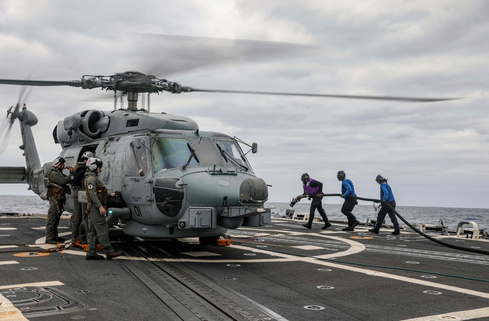 USS Rafael Peralta (DDG 115) Conducts Flight Operations in the Philippine Sea