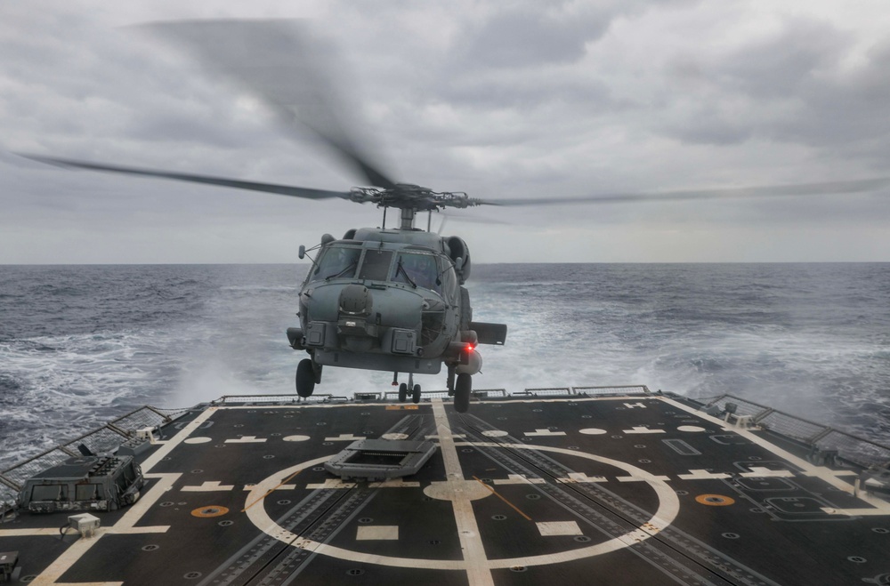 USS Rafael Peralta (DDG 115) Conducts Flight Operations in the Philippine Sea