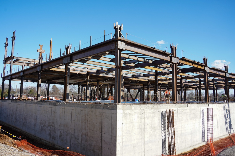 Construction continues at the site of the Louisville VA Medical Center Jan. 17, 2023.