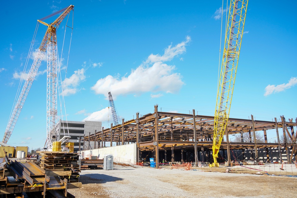 Construction continues at the site of the Louisville VA Medical Center Jan. 17, 2023.