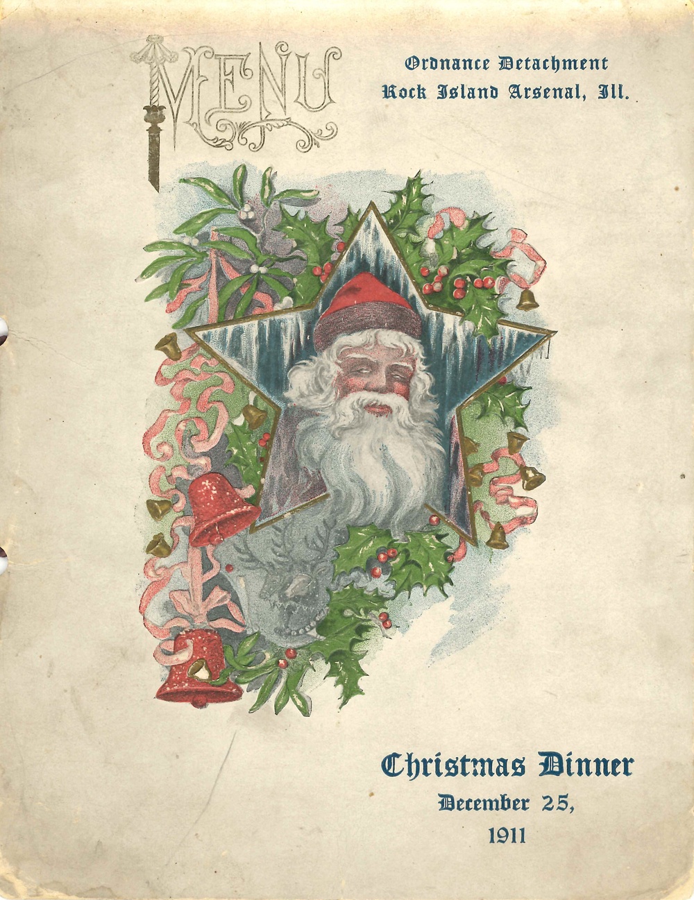 RIA Christmas Dinner Menu 1911