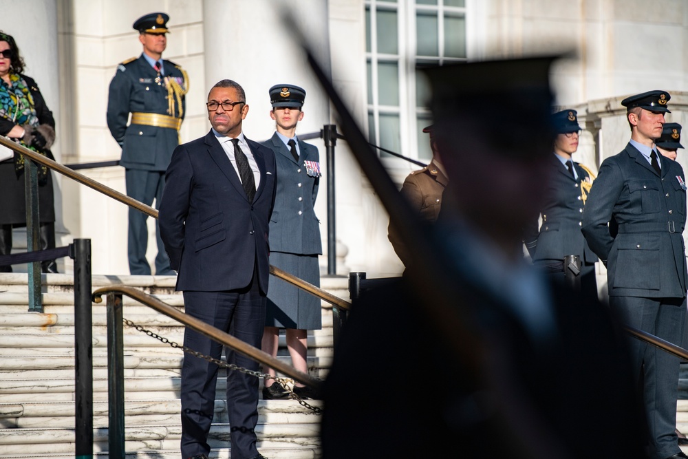 British Foreign Secretary James Cleverly Participates in a Public Wreath-Laying Ceremony at the Tomb of the Unknown Soldier