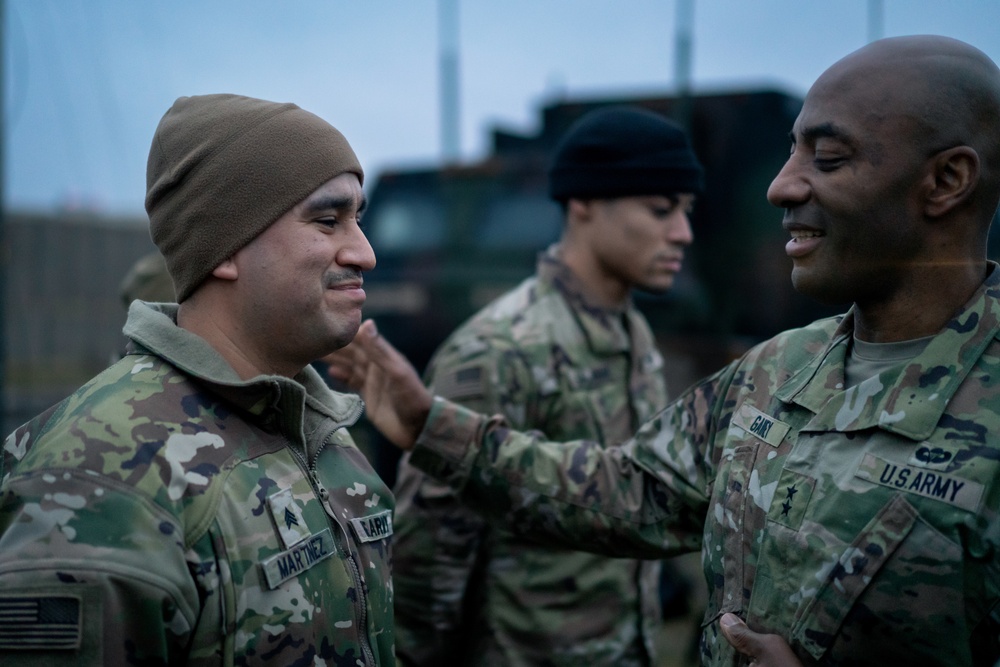 Director of the Joint C-UAS Office, Maj. Gen. Sean Gainey, visits U.S. air defenders forward deployed in Poland