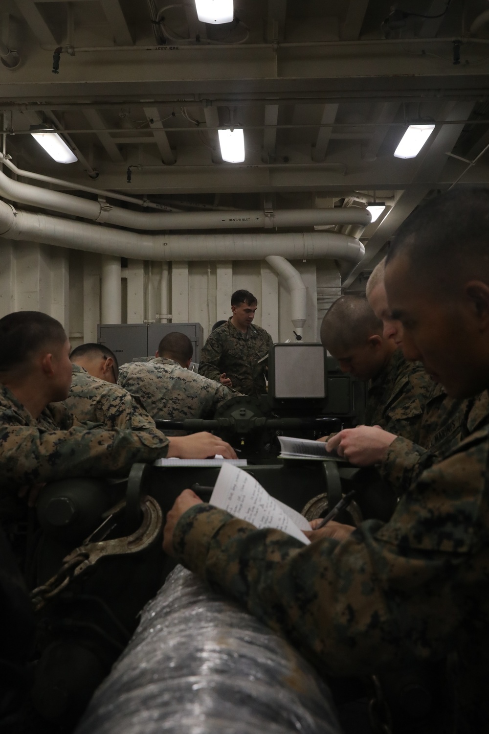 U.S. Marines Conduct an Artillery PME Aboard USS John P. Murtha