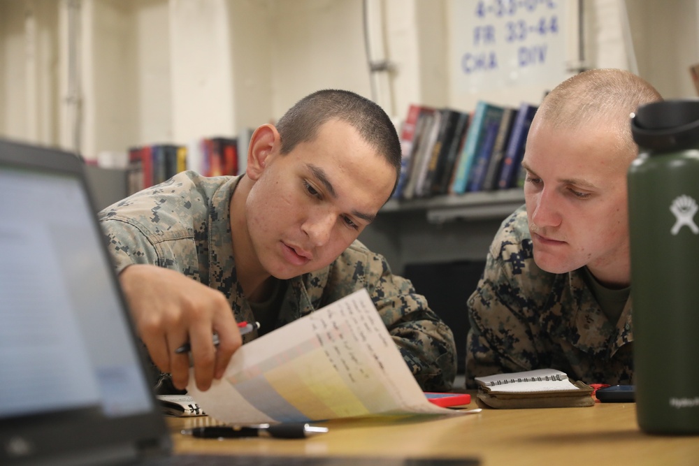 Marines Conduct a Lance Cpl Seminar Aboard USS John P. Murtha