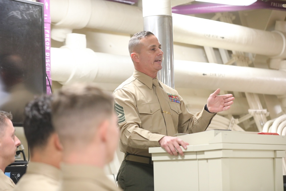 U.S. Marines Graduate Lance Cpl. Seminar Aboard USS John P. Murtha