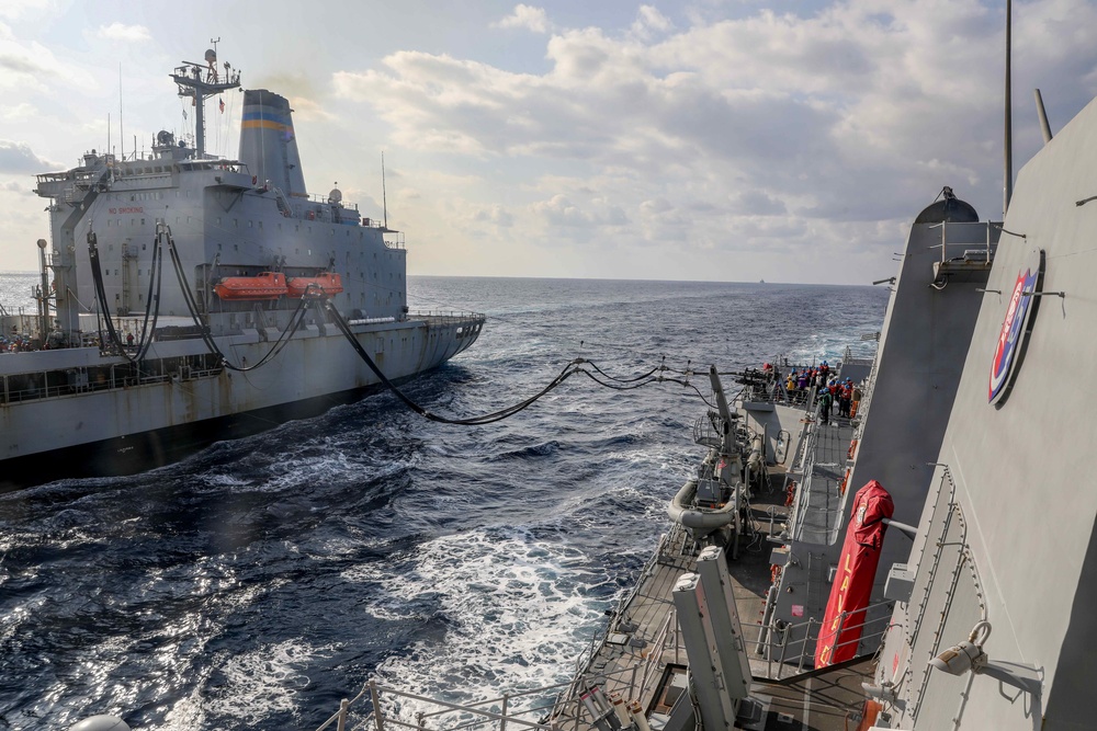 USS Rafael Peralta (DDG 115) Conducts Underway Replenishment with USNS John Ericsson (T-AO 194)