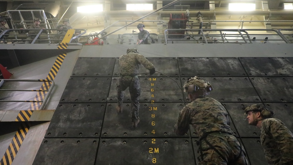 U.S. Marines Conduct Rappel Training Aboard USS John P. Murtha