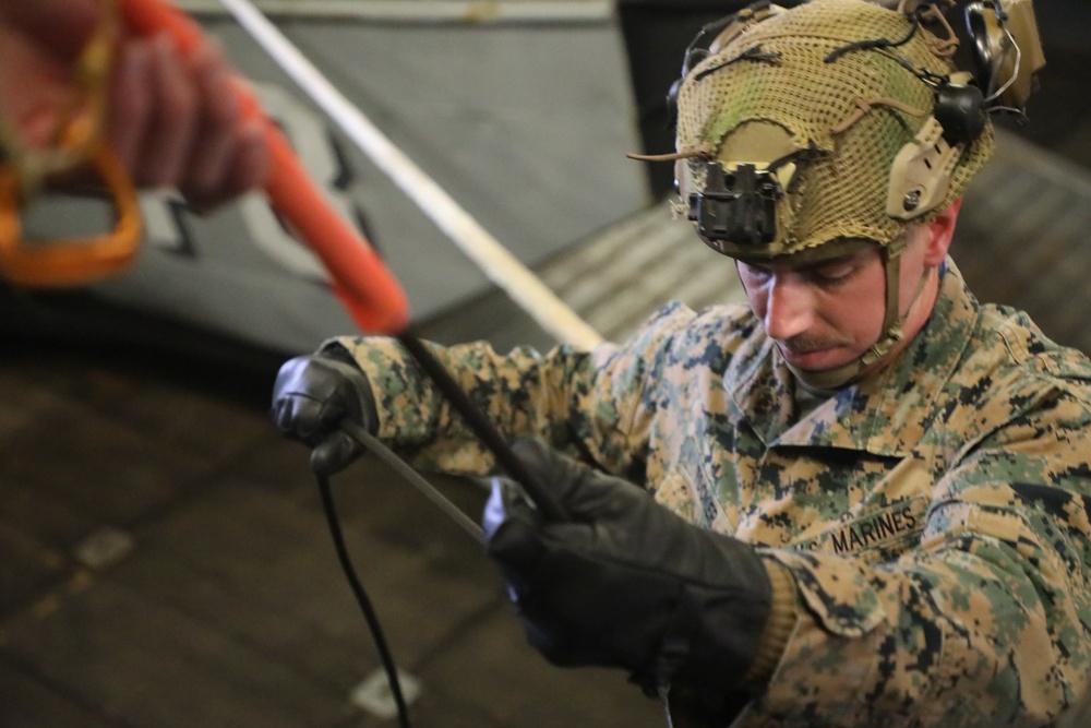 U.S. Marines Conduct Rappel Training Aboard USS John P. Murtha