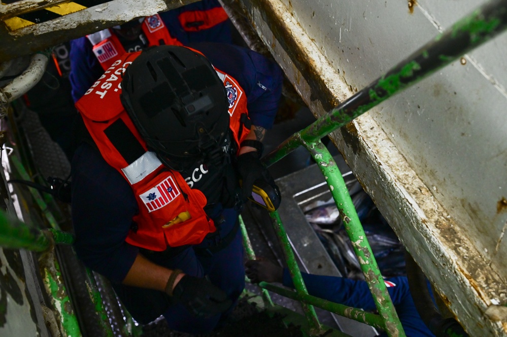 USCGC Spencer (WMEC 905) conducts a boarding with Senegal Navy partner