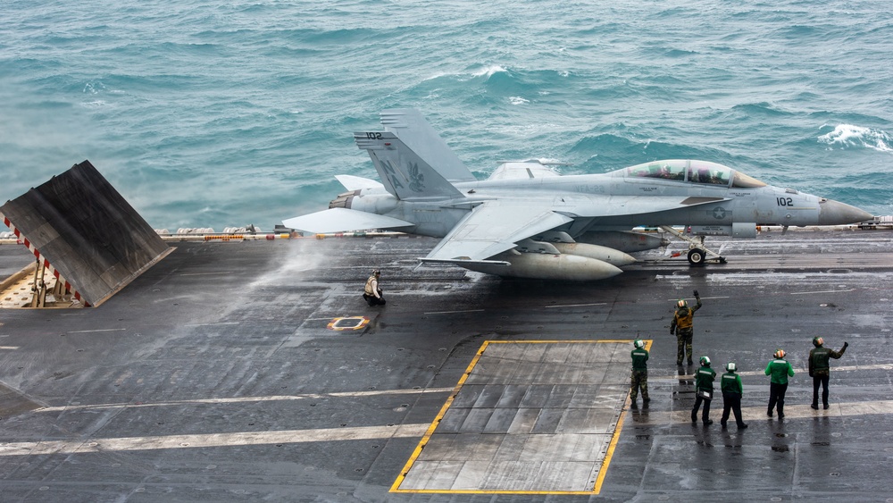 An F/A-18F Super Hornet Prepares To Launch From Flight Deck