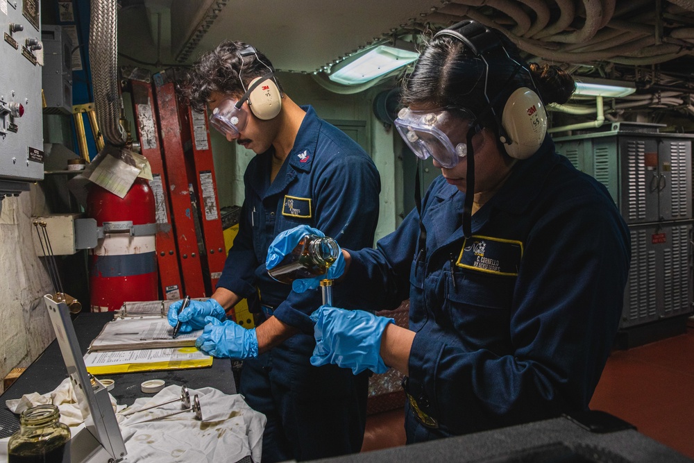 U.S. Sailors Test Diesel Lube Oil