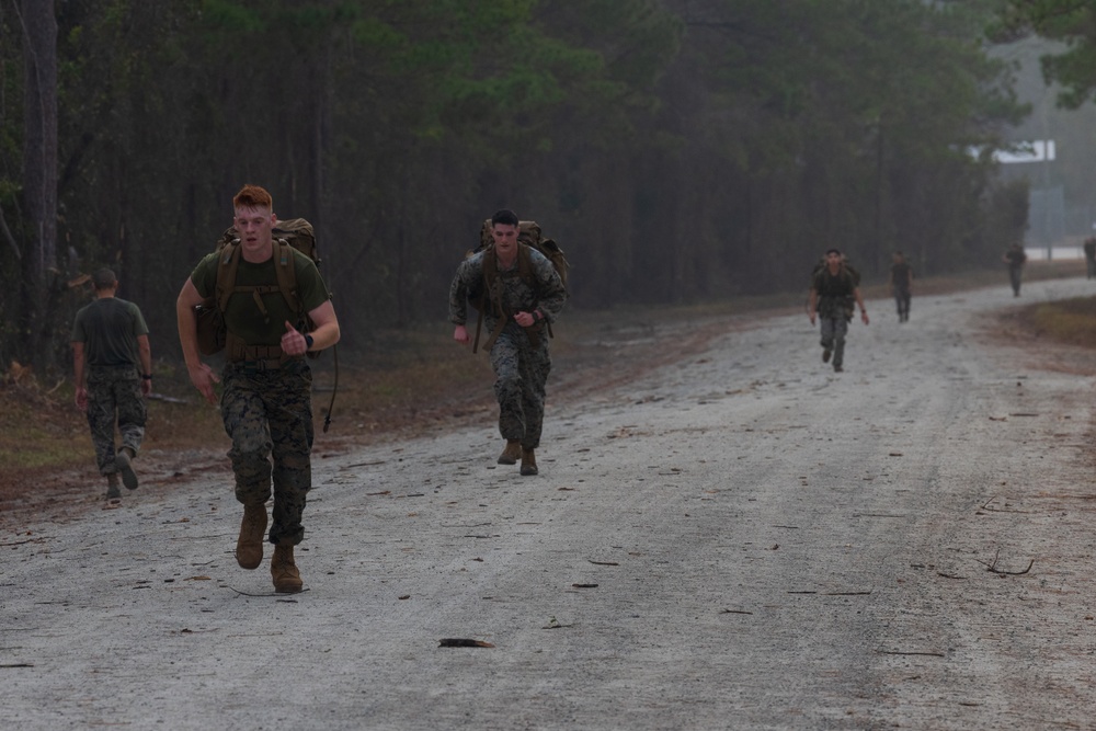 U.S. Marines Complete a Six-mile Ruck Run for a Littoral Engineer Reconnaissance Team Screening