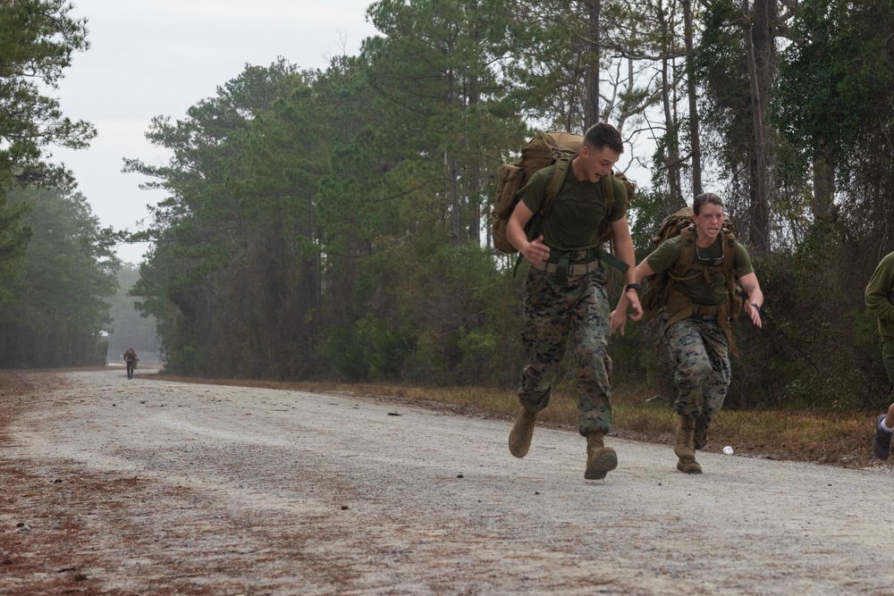 U.S. Marines Complete a Six-mile Ruck Run for a Littoral Engineer Reconnaissance Team Screening