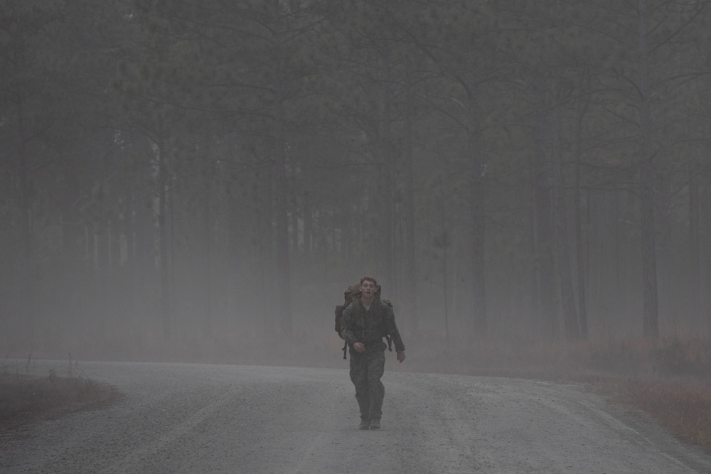 U.S. Marines Complete a Six-mile Ruck Run for a Littoral Engineer Reconnaissance Team Screening