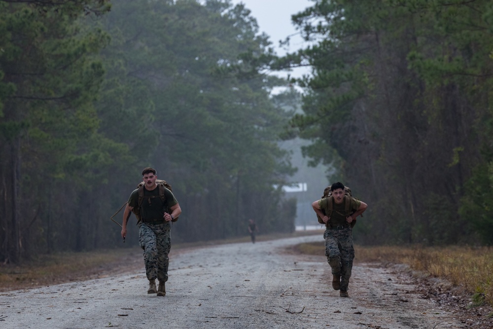 U.S. Marines Complete a Six-mile Ruck Run for a Littoral Engineer Reconnaissance Team Screening