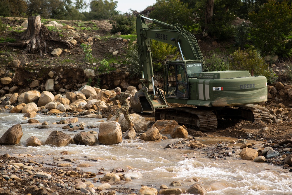 649th Engineer Company reroutes water flow in Montecito