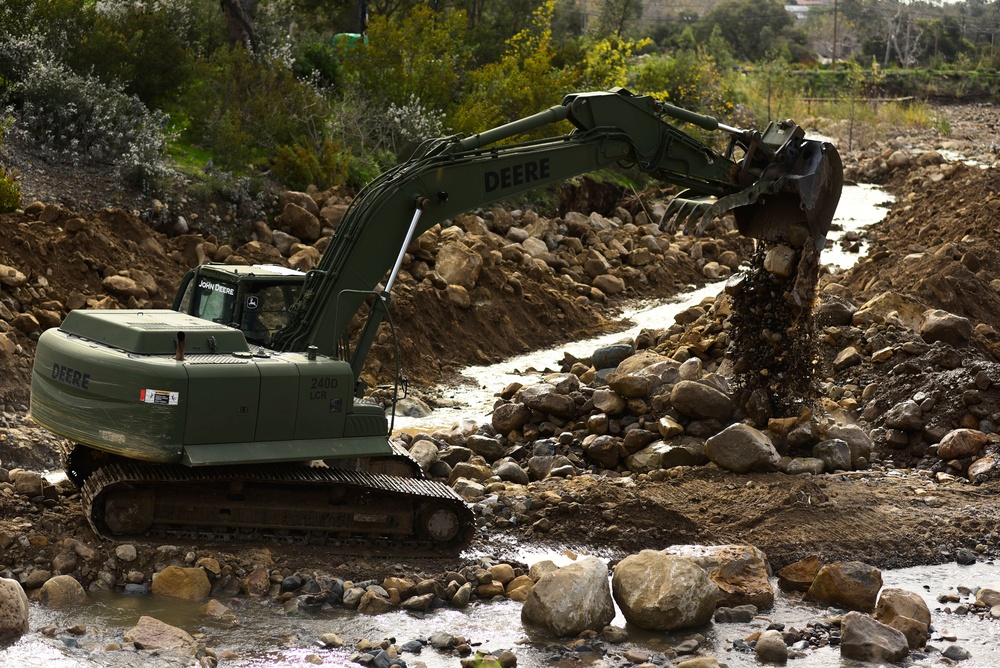 649th Engineer Company reroutes water flow in Montecito