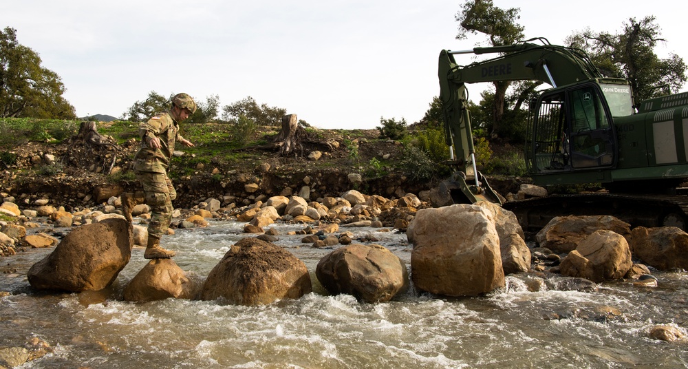 649th Engineer Company reroutes water flow in Montecito