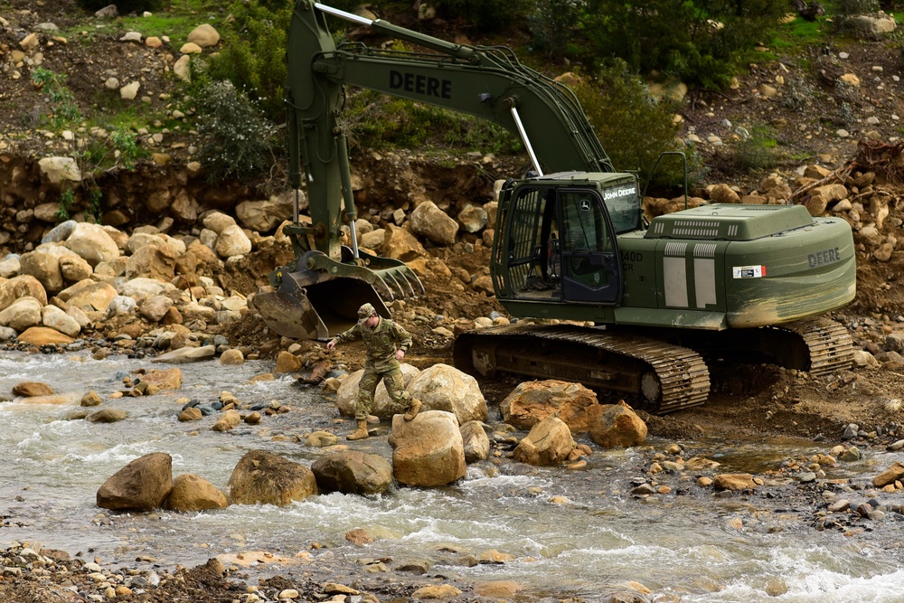 649th Engineer Company reroutes water flow in Montecito