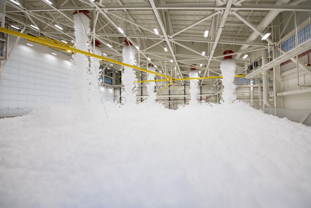 Fire suppression system test at Travis AFB